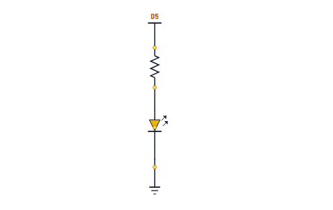 One LED on the ESP board's D5 pin through a 220 ohm resistor, driven by PWM