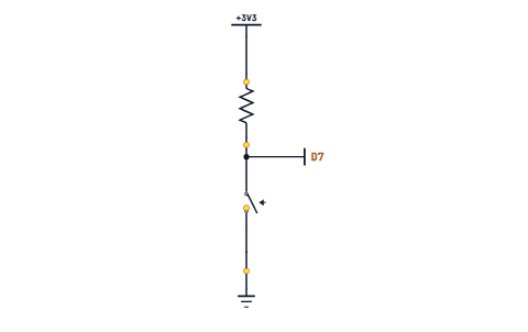 A button between the ESP's D7 pin and ground, using the internal pull-up