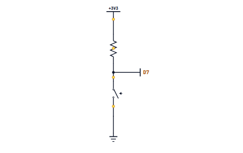 A button between D7 and ground on an ESP, using the internal pull-up