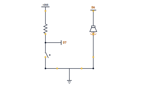 A doorbell button on D7 with the internal pull-up, and a buzzer on D6