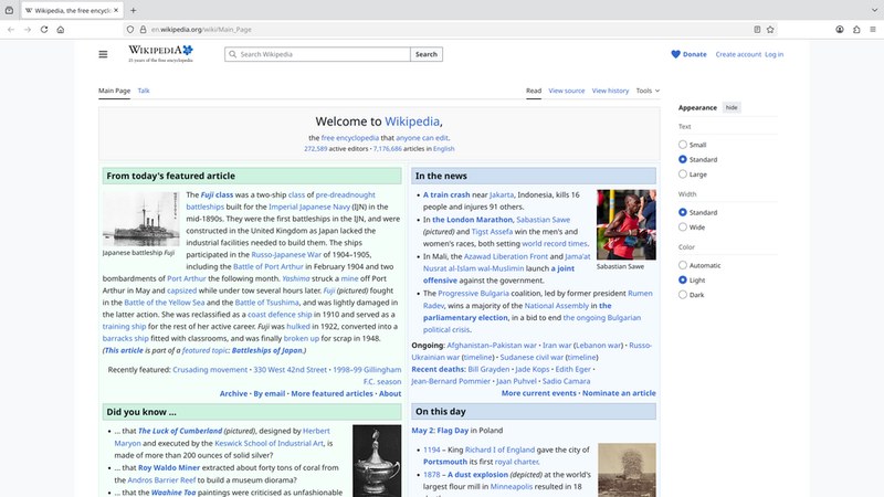 Screenshot of the Firefox browser showing an encyclopedia page, with a tab and the address bar at the top