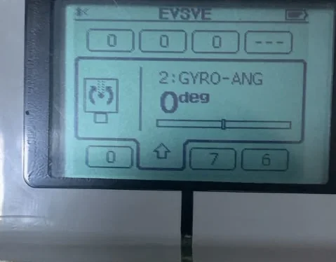 EV3 Port View showing port 2 as 2:GYRO-ANG with a reading of 0 degrees.