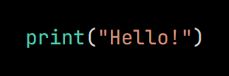 Python code from the lesson, beginning print("Hello!")