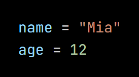Python code from the lesson, beginning name = "Mia"