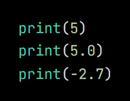 Python code from the lesson, beginning print(5)