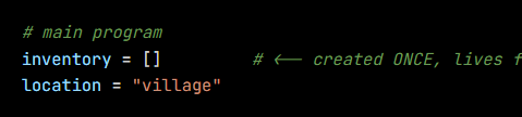 Python code from the lesson, beginning # main program