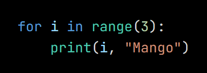 Python code from the lesson, beginning for i in range(3):