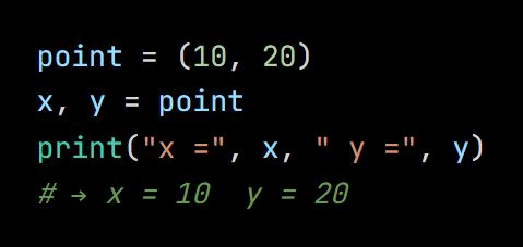 Python code from the lesson, beginning point = (10, 20)