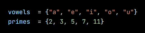 Python code from the lesson, beginning vowels  = {"a", "e", "i", "o", "u"}