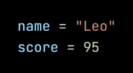 Python code from the lesson, beginning name = "Leo"