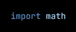 Python code from the lesson, beginning import math