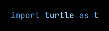 Python code from the lesson, beginning import turtle as t