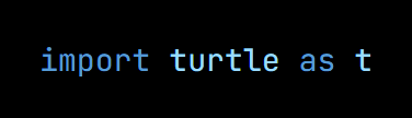 Python code from the lesson, beginning import turtle as t
