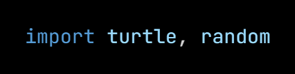 Python code from the lesson, beginning import turtle, random