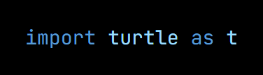 Python code from the lesson, beginning import turtle as t