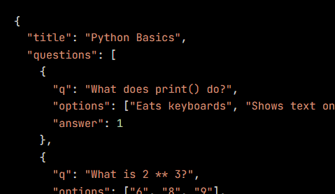 Python code from the lesson, beginning {