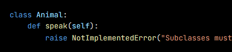 Python code from the lesson, beginning class Animal: