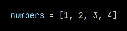 Python code from the lesson, beginning numbers = [1, 2, 3, 4]