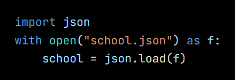 Python code from the lesson, beginning import json