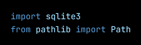 Python code from the lesson, beginning import sqlite3
