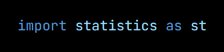 Python code from the lesson, beginning import statistics as st