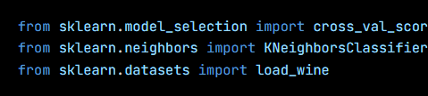 Python code from the lesson, beginning from sklearn.model_selection import cross_val_score