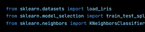 Python code from the lesson, beginning from sklearn.datasets import load_iris