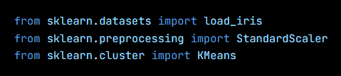 Python code from the lesson, beginning from sklearn.datasets import load_iris