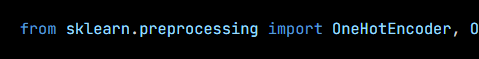 Python code from the lesson, beginning from sklearn.preprocessing import OneHotEncoder, OrdinalEnco