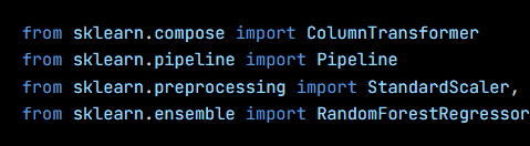 Python code from the lesson, beginning from sklearn.compose import ColumnTransformer
