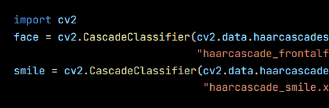 Python code from the lesson, beginning import cv2