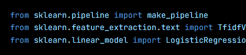 Python code from the lesson, beginning from sklearn.pipeline import make_pipeline