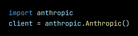 Python code from the lesson, beginning import anthropic