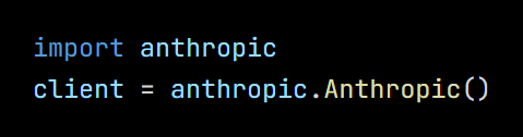 Python code from the lesson, beginning import anthropic