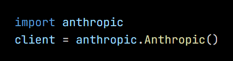 Python code from the lesson, beginning import anthropic