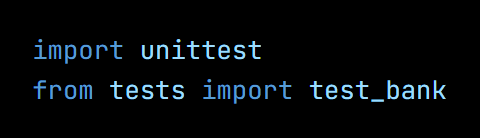 Python code from the lesson, beginning import unittest
