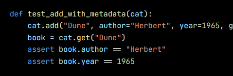 Python code from the lesson, beginning def test_add_with_metadata(cat):