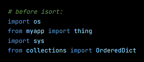 Python code from the lesson, beginning # before isort:
