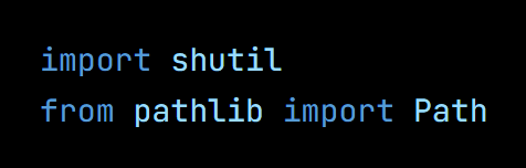 Python code from the lesson, beginning import shutil
