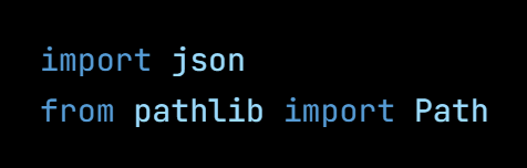 Python code from the lesson, beginning import json