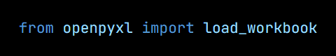 Python code from the lesson, beginning from openpyxl import load_workbook