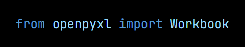 Python code from the lesson, beginning from openpyxl import Workbook