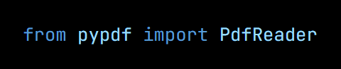 Python code from the lesson, beginning from pypdf import PdfReader