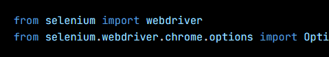 Python code from the lesson, beginning from selenium import webdriver