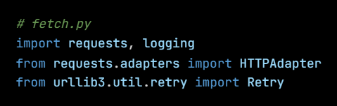 Python code from the lesson, beginning # fetch.py