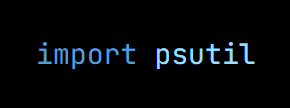 Python code from the lesson, beginning import psutil