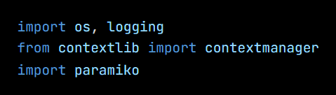 Python code from the lesson, beginning import os, logging