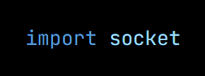 Python code from the lesson, beginning import socket
