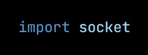 Python code from the lesson, beginning import socket