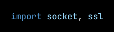 Python code from the lesson, beginning import socket, ssl